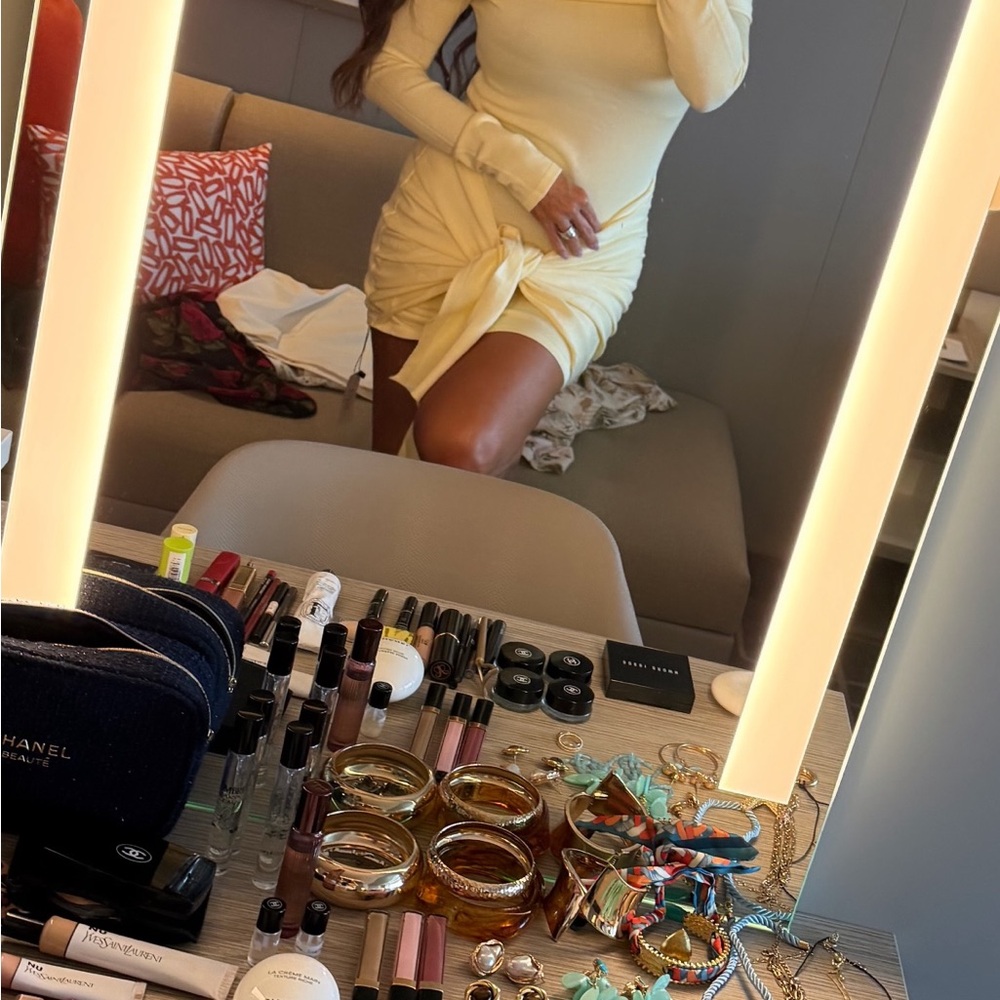REVOLVE Pale Yellow Long-Sleeve Twist-Knot Mini Dress
